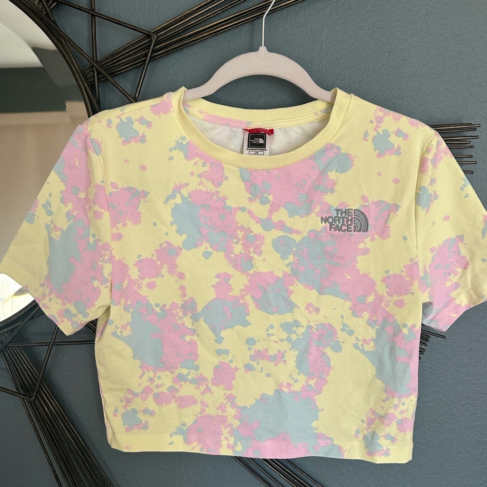 The North Face Pink and Yellow Cropped Tee